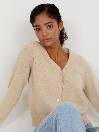 Linen Button Cardigan _ Beige - HAVELESS - Modalova