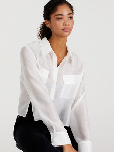 Sheer Long Sleeve Shirt _ White - HAVELESS - Modalova