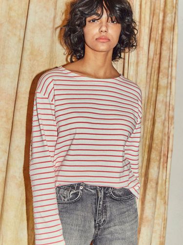 Boat Neck Striped T-shirt Pink - Moth - Modalova