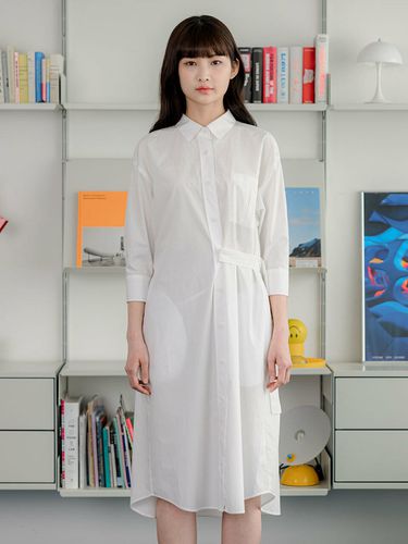 Short Sleeve Long Shirt Dress _ 2 colors - NOWANDTOMORROW - Modalova