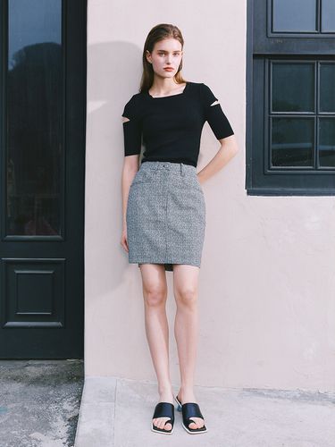 Summer Tweed Mini Skirt (Black) - DEKAVV - Modalova