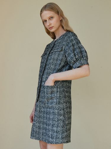 V. Zip-up Tweed Dress (Black) - VERBE - Modalova