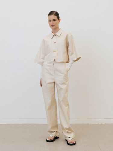 Coated Linen Straight Pants(Ecru) - LE - Modalova