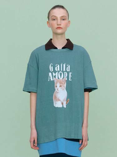 Cat T-shirt _ Green - ahwe - Modalova