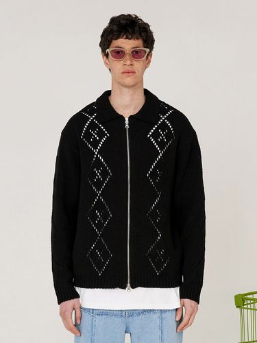 ARGYLE ZIP KNIT JACKET BLACK - UNALLOYED - Modalova