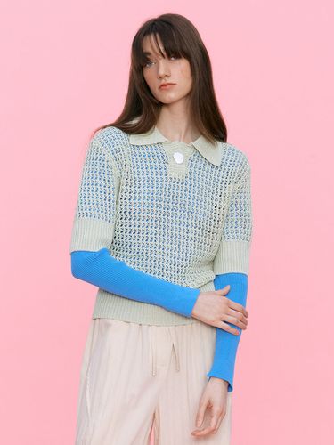 Mesh Short Sleeved Knit _ Mint - ahwe - Modalova