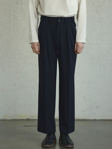 Reverse Two Pleats Pants _ Navy - FILLCHIC - Modalova