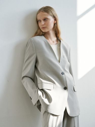 Summer Wool Blend Collarless Jacket - Carriere - Modalova