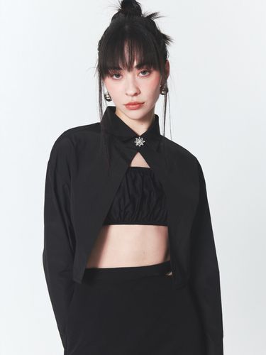 Crystal Single Button Shirt_Black - INPREP - Modalova