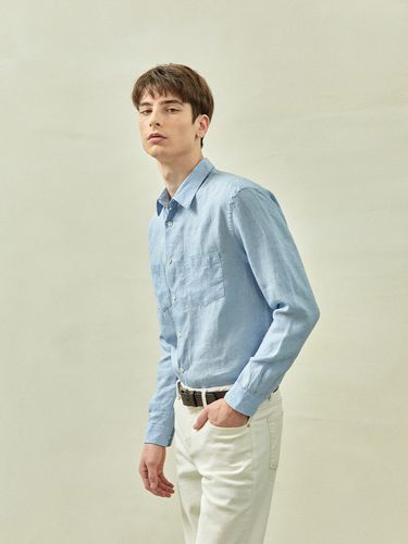 Premium Linen Shirt Sky Blue - SOLEW - Modalova