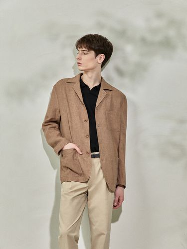 Linen Chore Jacket Brown - SOLEW - Modalova