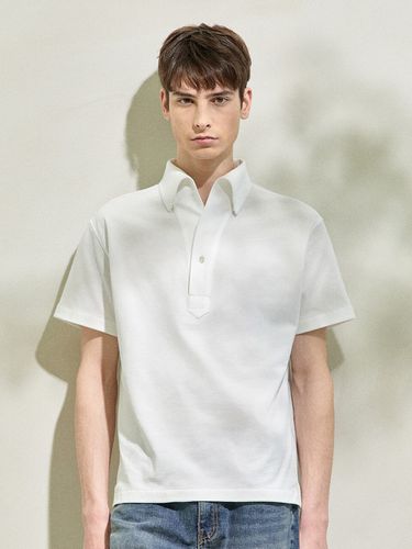 One-Button Polo Shirt Off White - SOLEW - Modalova