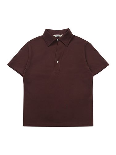 One-Button Polo Shirt Brown - SOLEW - Modalova