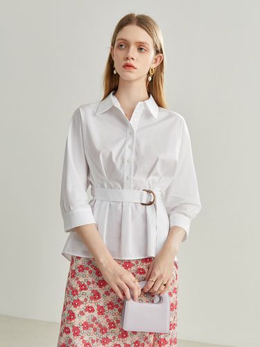 Smooth Belted Shirt (White) - We’Dee - Modalova