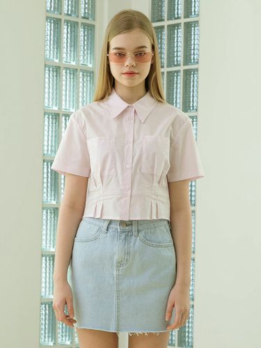 Slim Fit Crop Short Sleeve Shirt _ Pink - W. standard - Modalova