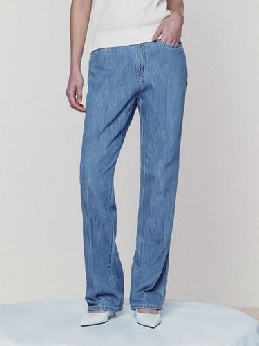 Summer Denim] Straight Linen-like Denim_Blue - MONGDOL - Modalova