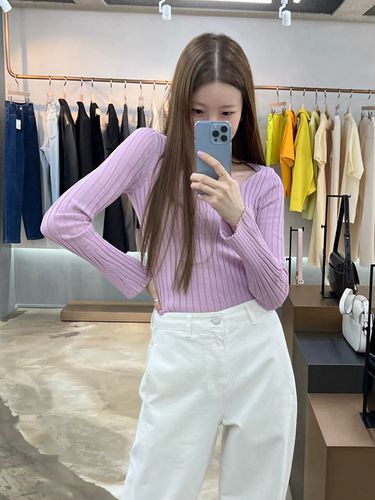 Dea Rib Knit Top_Pink Lavender - OSTKAKA - Modalova