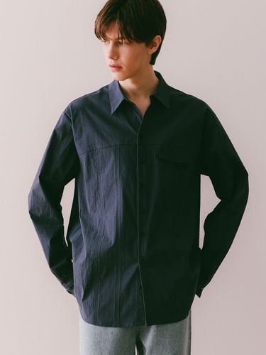 Minimal pintuck shirt navy - ESN - Modalova