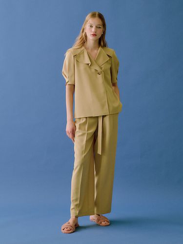 Belted Double Pintuck Slacks - DearK - Modalova