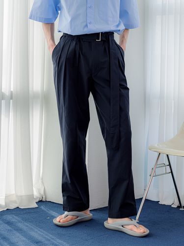 M Stitched Wide Pants _ Deep Navy - NOWANDTOMORROW - Modalova