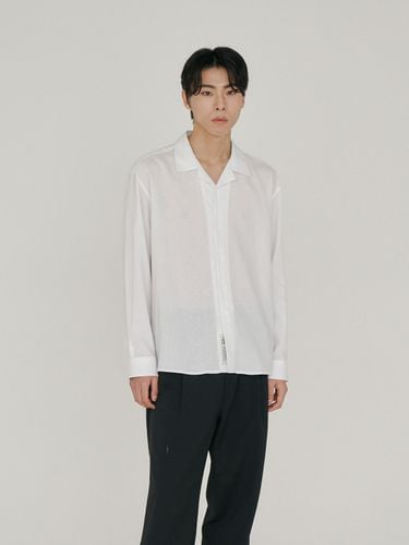 Simple Open Collar Linen Long Sleeve Shirt - Non Blank - Modalova