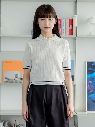 Short Sleeve Collar Sweater _ 2 colors - NOWANDTOMORROW - Modalova