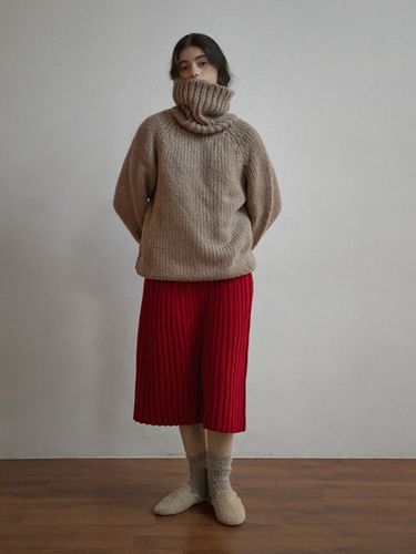 Wool Knit Pleats Color Skirt - 3 Colors - ho`me - Modalova