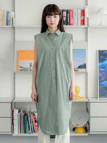 Shoulder Pads Sleeveless Long Shirt _ 2 colors - NOWANDTOMORROW - Modalova