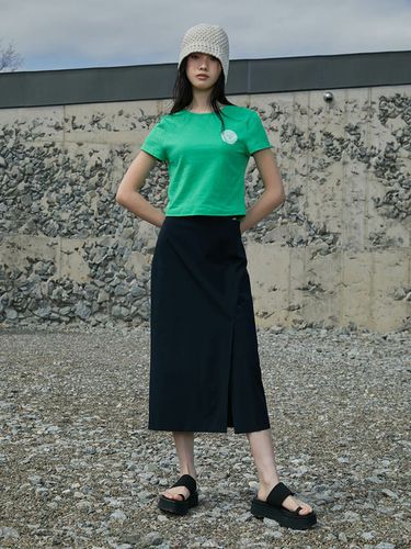 Cropped Mini Print T-shirt_Green (VW2ME123-32) - RAIVE - Modalova