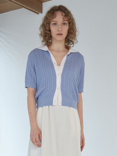 Sailor Linen Knit Half Cardigan_Serenity Blue - OSTKAKA - Modalova