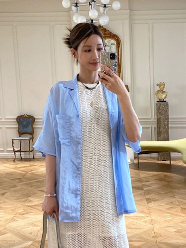 Skina Overfit Short Sleeve Shirt_Sky Blue - OSTKAKA - Modalova