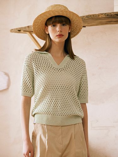 Punching Collar Knit Top (Mint) - ROLAROLA - Modalova