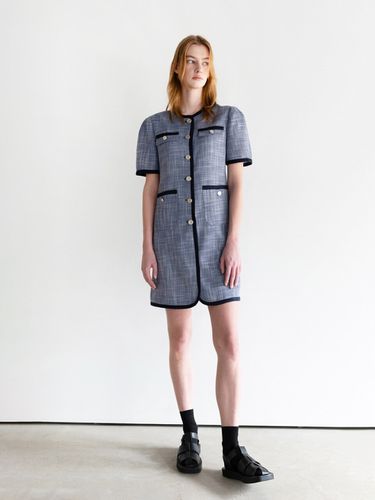 Tweed Mini Dress (Deep Blue) - AVA MOLLI - Modalova