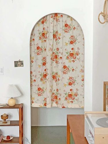 Holiday Rose Vintage Checkered Curtain - Mood Sunset - Modalova