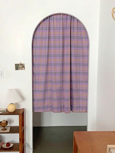 Kitsch Purple Vintage Checkered Curtain - Mood Sunset - Modalova