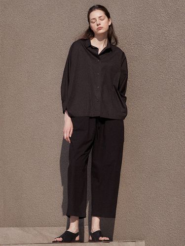 Banding Cotton Pants (Black) - LARGO - Modalova