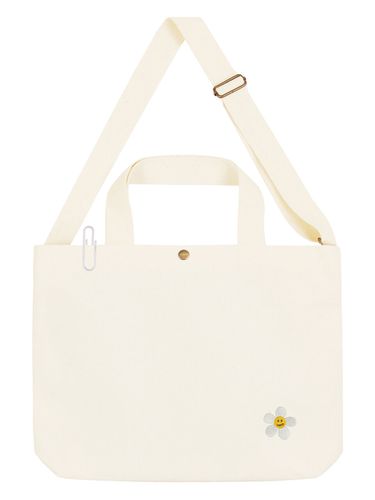 Unisex Flower Dot Embroidery 2-way Eco Bag - GRAVER - Modalova