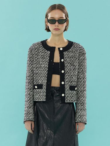 Tweed Cropped Jacket (Black) - ahwe - Modalova