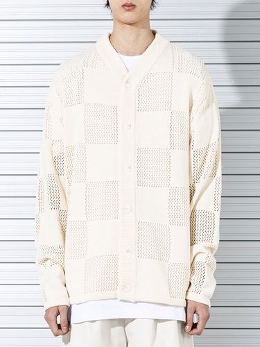 PUNCHING CHECKERBOARD KNIT CARDIGAN MSTCD001 - MASSNOUN - Modalova