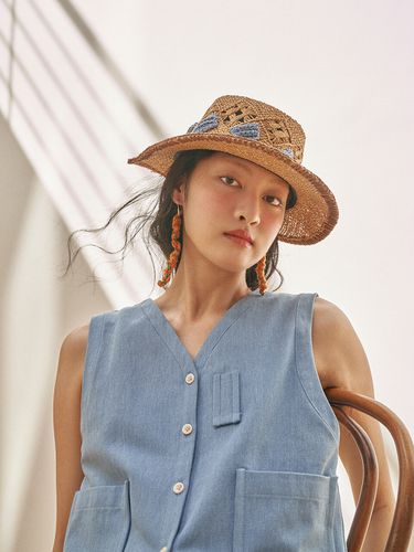 Seed Straw Hat - Blue - MISU A BARBE - Modalova