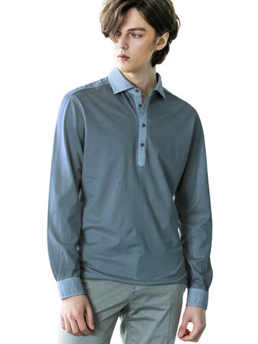 Polo Collar Supima Cotton T-Shirt_Blue - birbante - Modalova