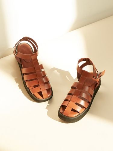 Ares Caged Sandals_Leather Brown - blanc sur blanc - Modalova