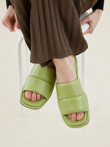 Laila Slides Leather_Light Green - blanc sur blanc - Modalova