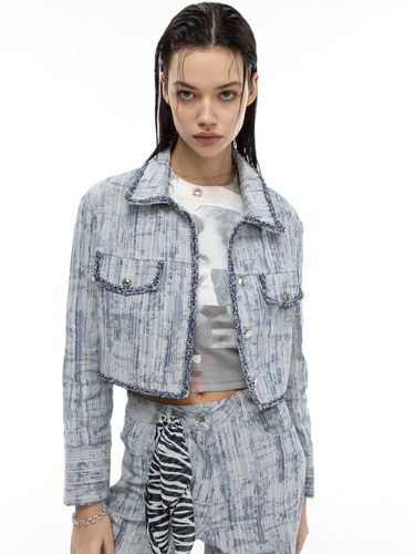 Tweed Cropped Denim Jacket - The GREATEST - Modalova