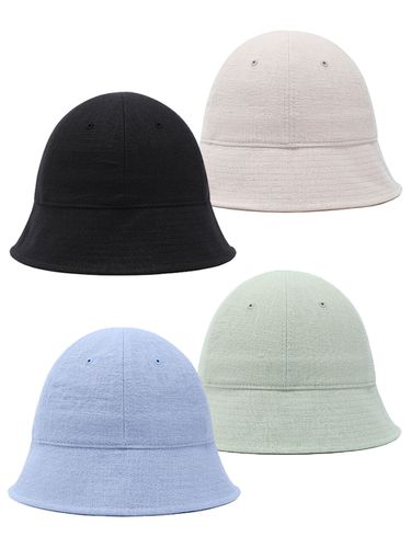 Overfit Linen Round Bucket Hat - 4 Colors - LUOESPAC - Modalova