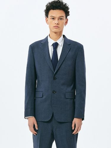 Wool Blend Stretch Blazer Navy - EZIO - Modalova