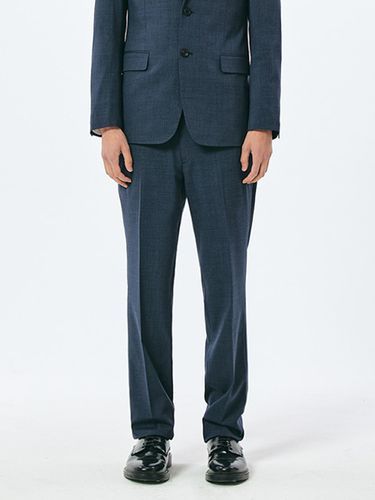 Wool Blend Stretch Slacks Navy - EZIO - Modalova