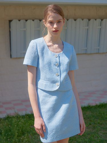 Jane Tweed Mini Skirt_Sky Blue - VEM.VER - Modalova