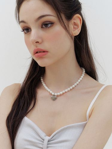 Silver Heart Pearl Necklace - KINDABABY - Modalova