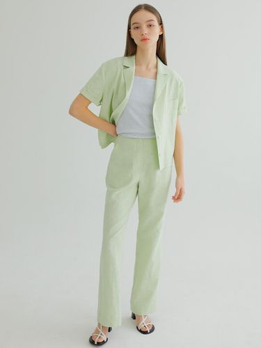 Linen High Waist Pants_Lime - PAUL&ALICE - Modalova